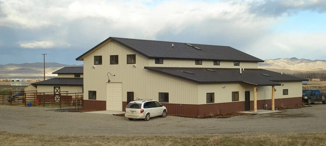 Galvanized steel barndominiums with living space in Scottsdale, Arizona, offering modern amenities and rustic charm