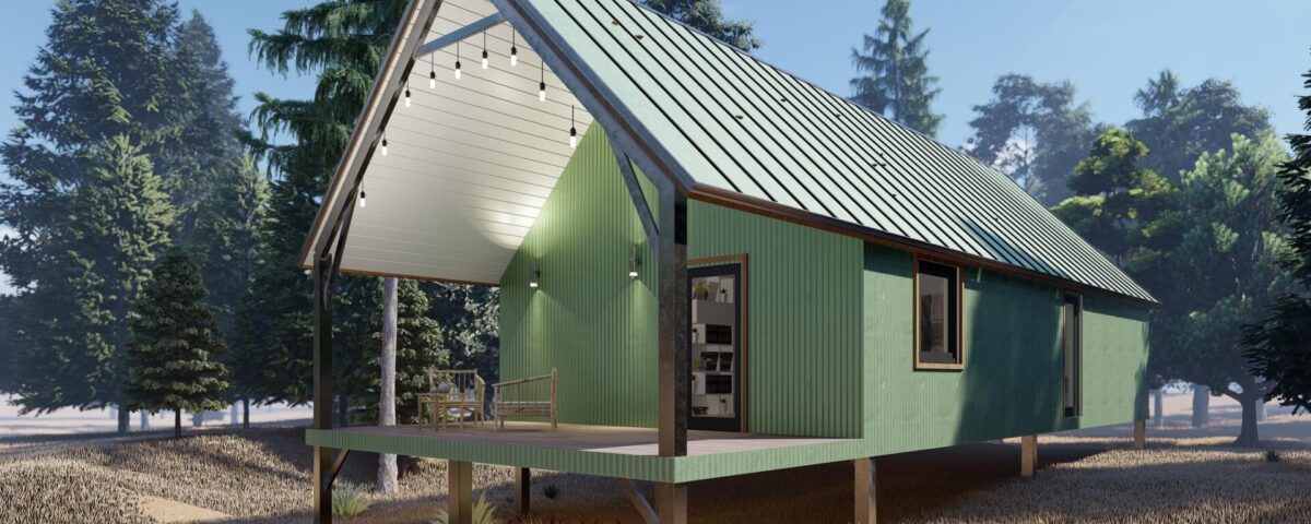 Galvanized steel constructed cabins in Gilbert, Arizona showcasing durable and modern exterior designs