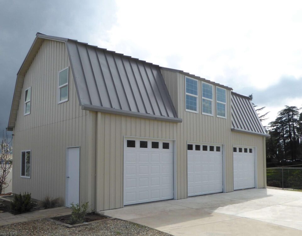 Modern galvanized steel barndominiums in Queen Creek, Arizona, showcasing unique architecture and sustainable living