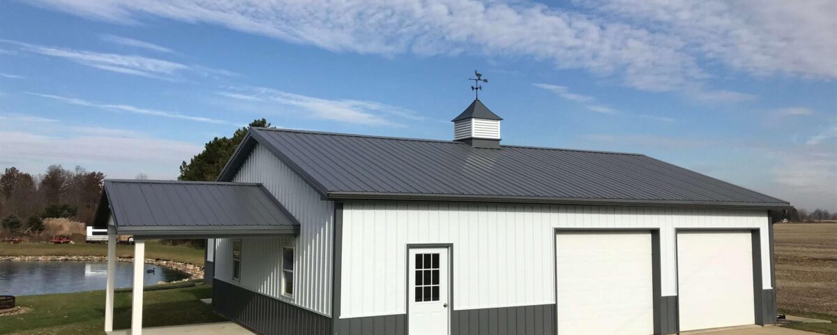 Modern galvanized steel barndominiums in Show Low, Arizona, showcasing unique design and sturdy construction