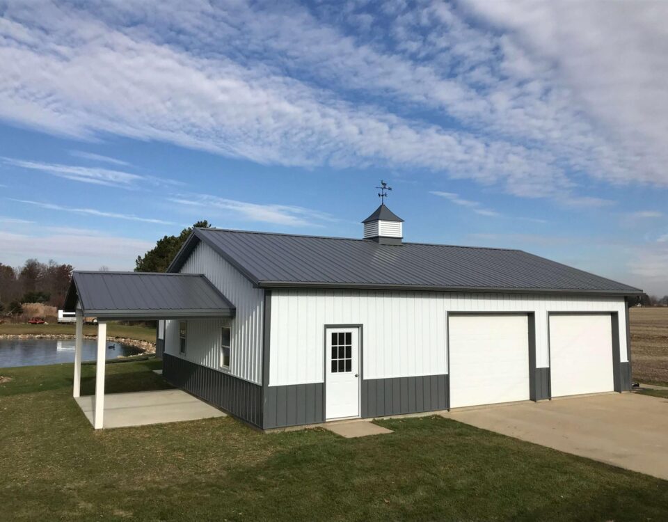 Modern galvanized steel barndominiums in Show Low, Arizona, showcasing unique design and sturdy construction