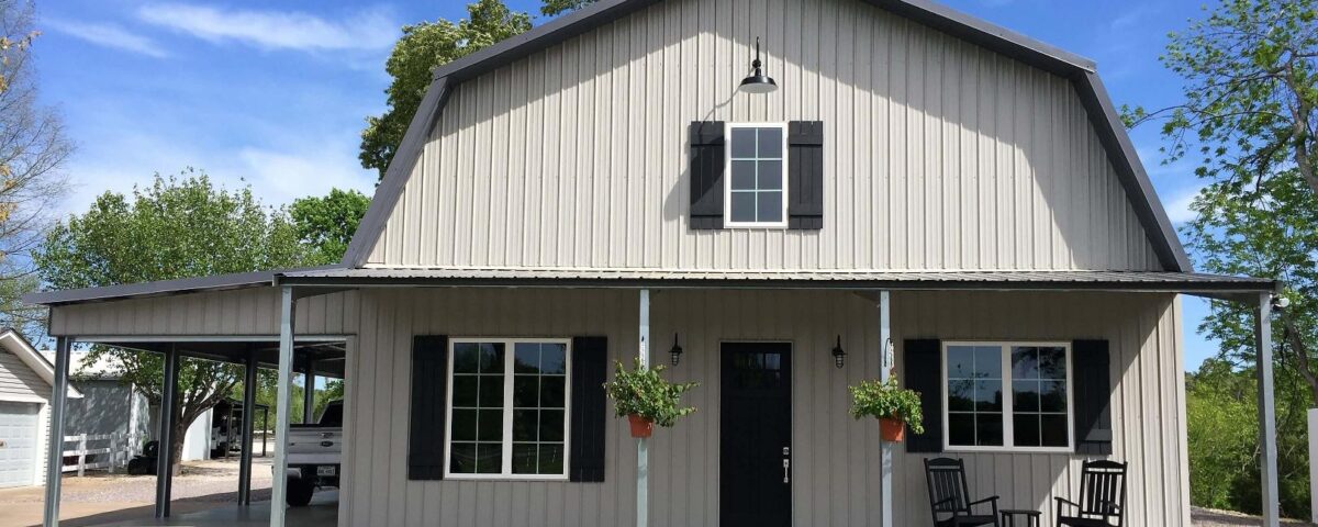 Stylish galvanized steel barndominiums in Somerton, Arizona, showcasing modern design and durability in rural living
