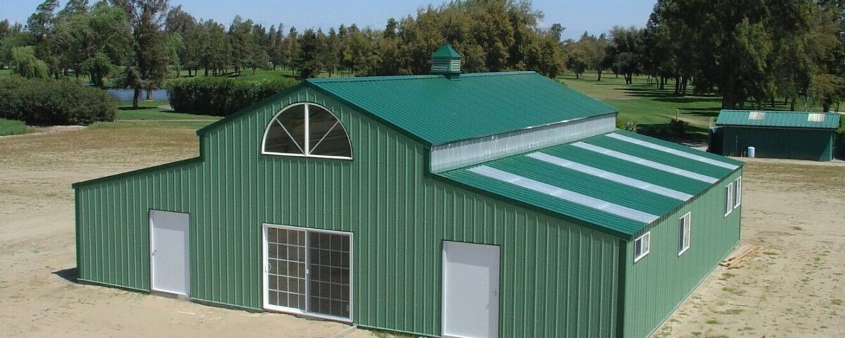 Modern galvanized steel barndominiums in Tanque Verde, Arizona, showcasing durable construction and unique design