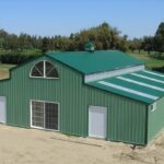 Modern galvanized steel barndominiums in Tanque Verde, Arizona, showcasing durable construction and unique design