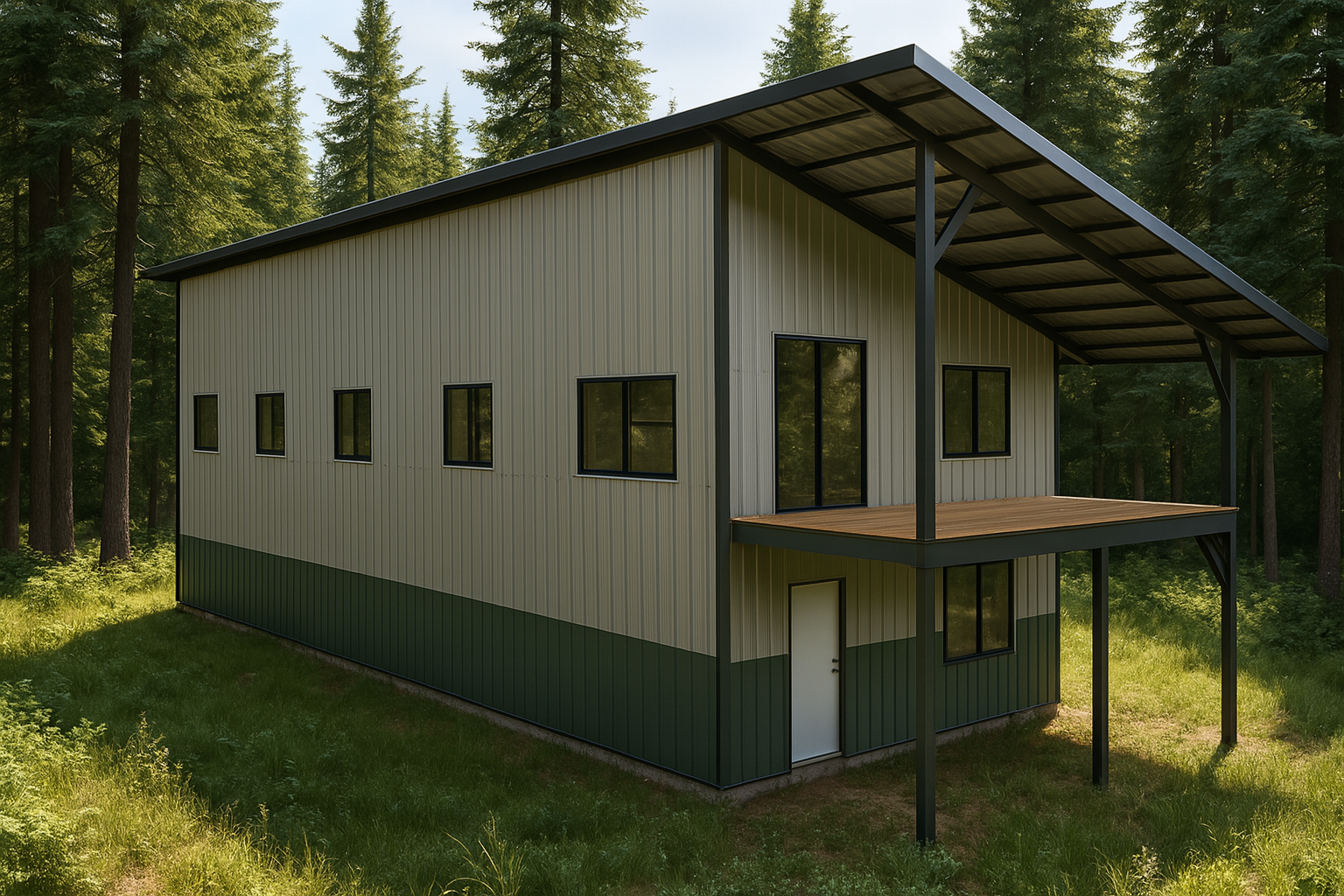 20 X 60 SINGLE SLOPE 2 STORY CABIN KIT (3)